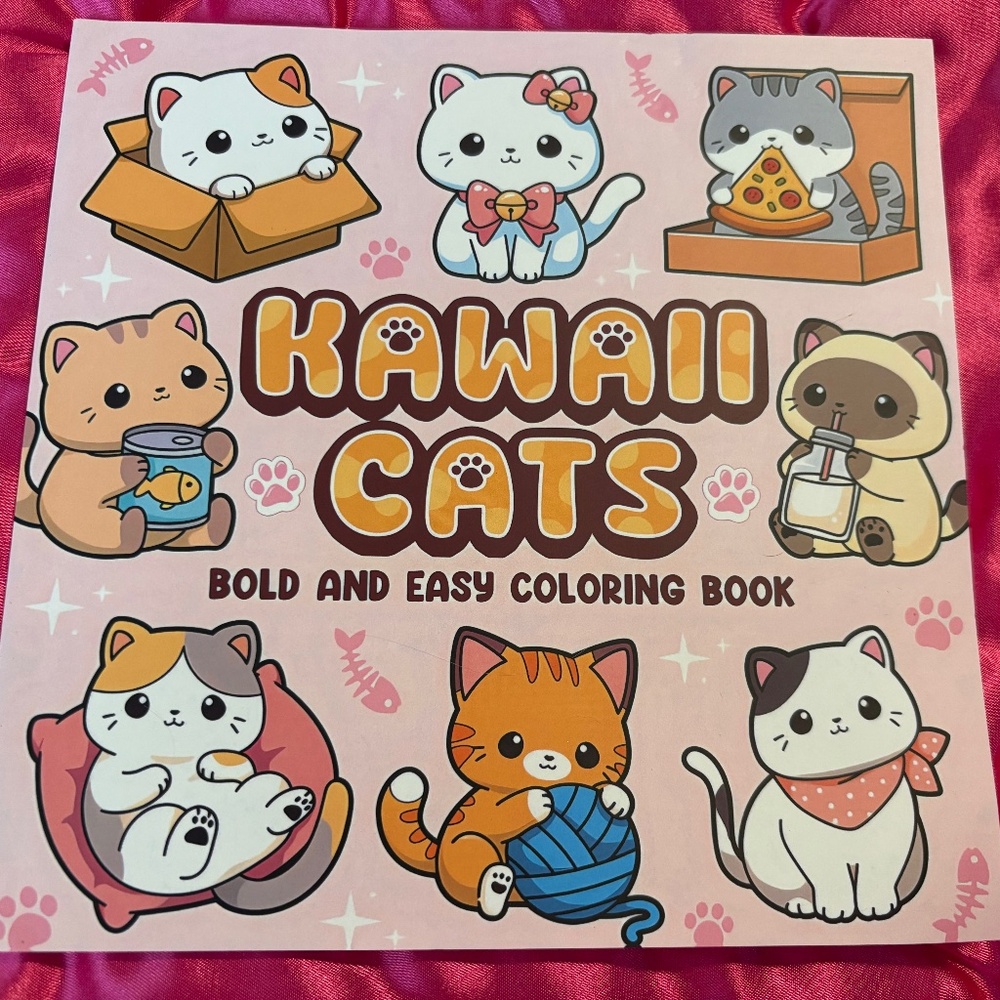 Kawaii Cats Bold & Easy Coloring Book | Cute Cat Coloring Pages